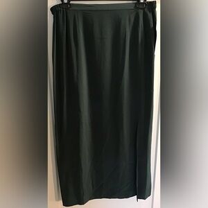 NWT vintage Liz Elana green maxi skirt with front split size 18